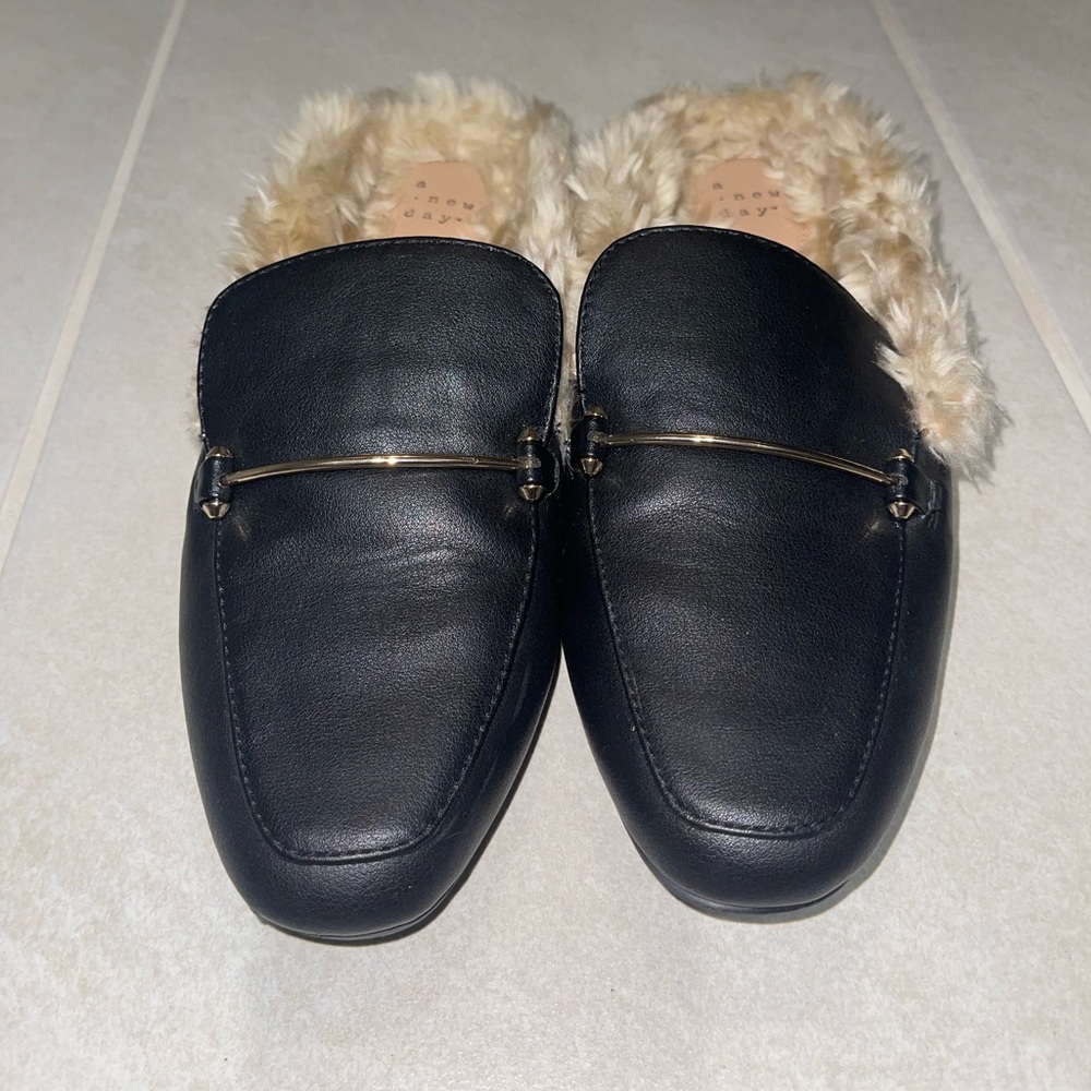 Black Fur Mules!